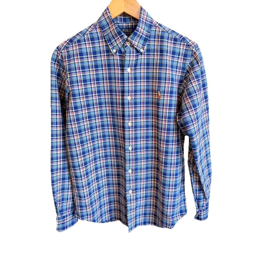 Polo Ralph Lauren Shirt Mens Small Plaid Classic Fit Button Down Oxford